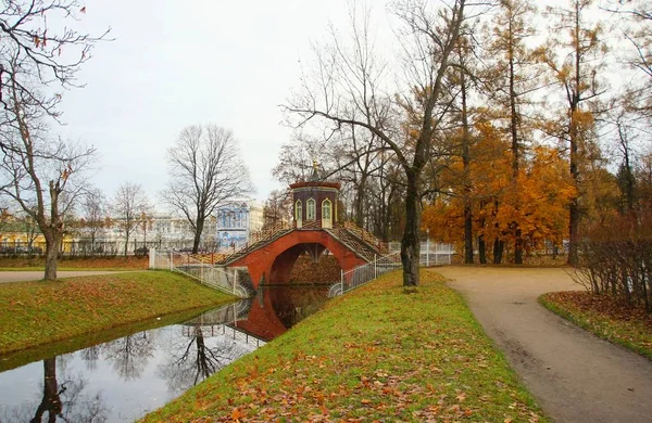 Tsarskoye Selo 'daki Alexander Park' ta sabah yürüyüşü — Stok fotoğraf