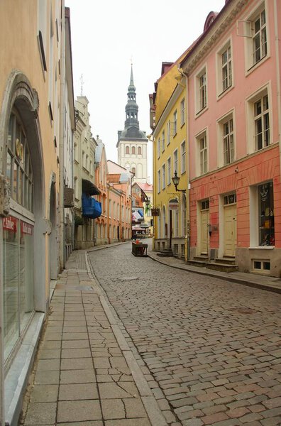 Spring morning city and interesting walk in the historical part of Tallinn