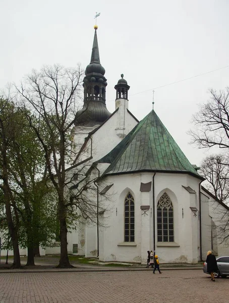 Интересная прогулка в исторической части Таллинна — стоковое фото