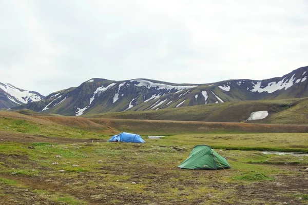 迷人的冰岛夏季徒步旅行 阿尔夫塔瓦廷 博特纳小径托尔斯莫克国家公园的一部分 旅游露营 — 图库照片