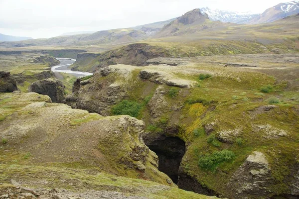 Μια Ενδιαφέρουσα Και Συναρπαστική Καλοκαιρινή Πεζοπορία Στην Ισλανδία Τμήμα Της — Φωτογραφία Αρχείου