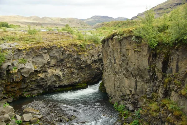 Uma Interessante Fascinante Caminhada Verão Islândia Seção Rota Botnar Torsmork — Fotografia de Stock