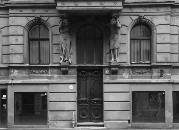 Características Romantismo Nacional Riga Art Nouveau Fragmento Design Fachada Rua — Fotografia de Stock