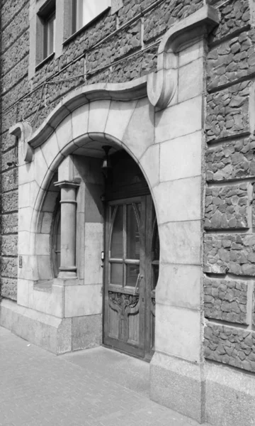 Art Nouveau Edifício Zakharyevskaya Rua Casa Fragmento Fachada Entrada Principal — Fotografia de Stock