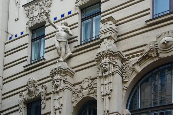 Fragment Facade Residential Building Style National Romanticism Art Nouveau Alberta — Stock Photo, Image