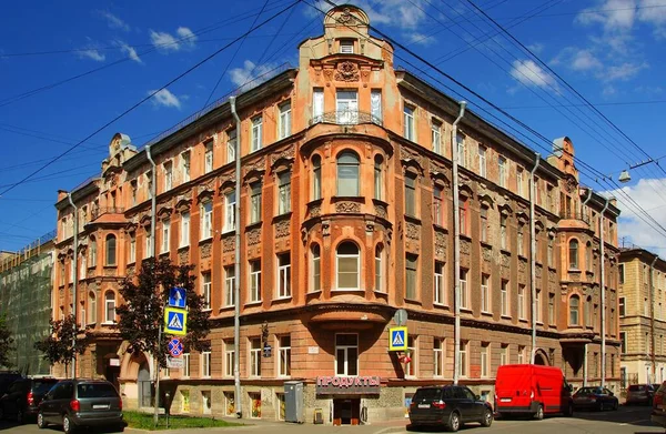 Art Nouveau Edificio Sulla Casa Krasnoarmeyskaya Facciate Principali Angolo Della — Foto Stock