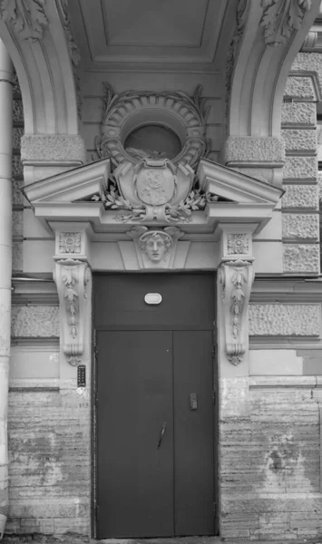 Fragment Facade Balcony Apartment Building Style National Romanticism One Central — Stock Photo, Image