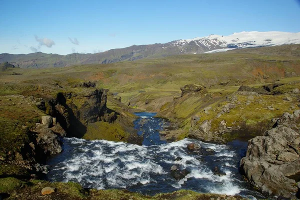 Fascinerande Sommarvandring Island Landet Vulkaner Berg Glaciärer Och Vattenfall Ingår — Stockfoto