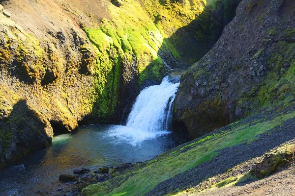 Une Randonnée Estivale Fascinante Islande Dans Pays Des Volcans Des — Photo