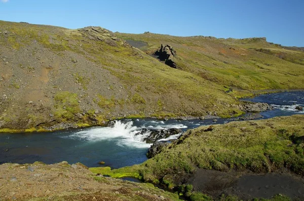 Une Randonnée Estivale Fascinante Islande Dans Pays Des Volcans Des — Photo