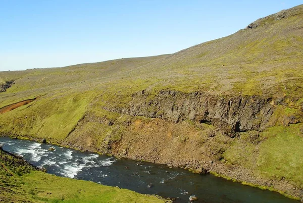 Fascinating Summer Hike Iceland Country Volcanoes Mountains Glaciers Waterfalls Part — Stock Photo, Image