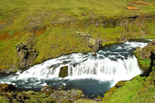 Fascinating Summer Hike Iceland Country Volcanoes Mountains Glaciers Waterfalls Part — Stock Photo, Image