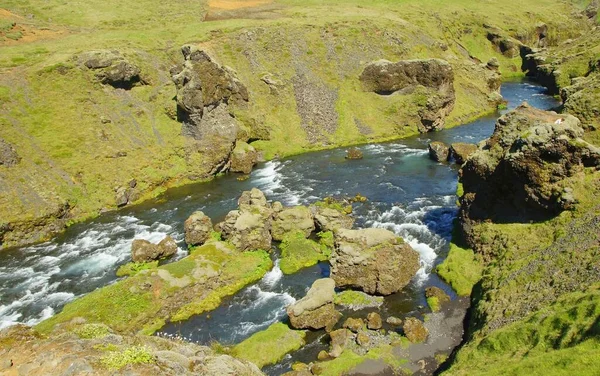 Szakasz Skogau Falls Vic Falu Egy Lenyűgöző Nyári Túra Izlandon — Stock Fotó