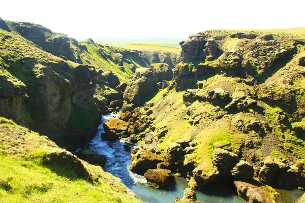 Секція Стежки Водоспад Скогау Село Вік Захоплююча Літня Прогулянка Ісландії — стокове фото