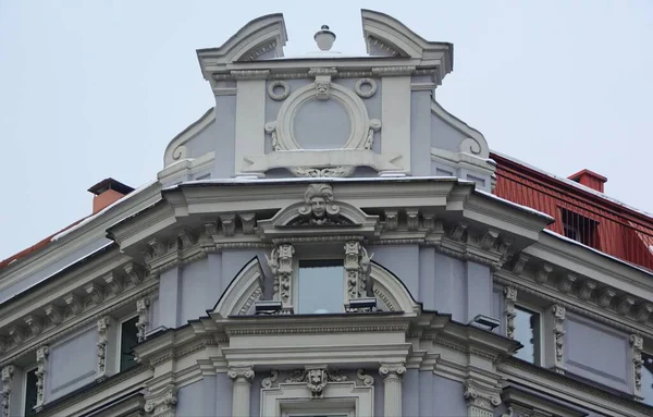 Fragmento Del Diseño Arquitectónico Fachada Estilo Art Nouveau Edificio Residencial — Foto de Stock