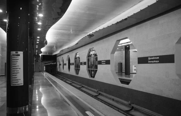 Frammento Dell Interno Della Stazione Della Metropolitana Dunayskaya San Pietroburgo — Foto Stock