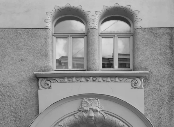 Fragmento Del Diseño Arquitectónico Fachada Estilo Art Nouveau Edificio Residencial —  Fotos de Stock