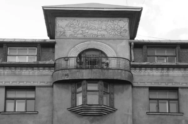 Fragment Conception Architecturale Façade Dans Style Art Nouveau Bâtiment Résidentiel — Photo