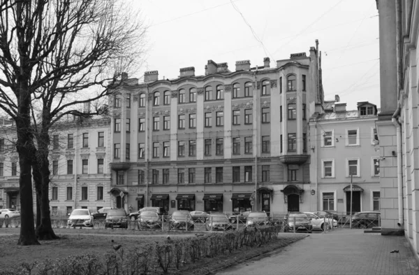 Fragmento Projeto Arquitetônico Fachada Estilo Art Nouveau Edifício Residencial Rua — Fotografia de Stock