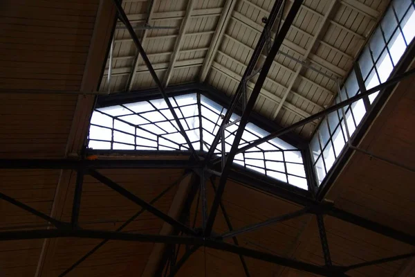 A fragment of the architectural design of the Art Nouveau interior of the old grocery market in Vilnius