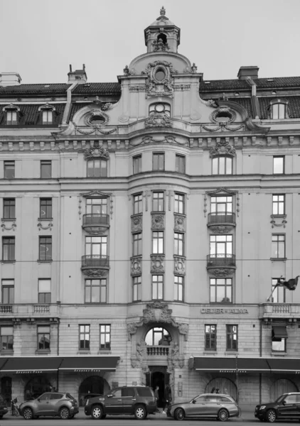 Fragmento Del Diseño Arquitectónico Fachada Estilo Art Nouveau Edificio Residencial —  Fotos de Stock