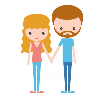 Genç ve mutlu bir aile sakallı adam ve Kızıl saçlı kadın