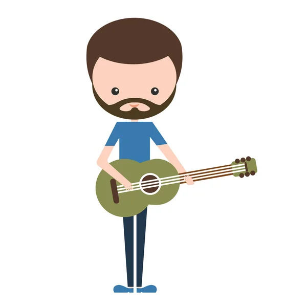 Gitar çalmak müzisyen sanatçı sakallı — Stok Vektör
