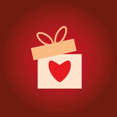 Güzel dekorasyon tebrik kutu simgesi Sevgililer günü, doğum günü, mevcut ya da düğün için kalp.