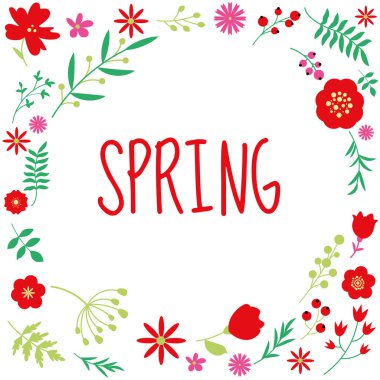 Beyaz arka plan üzerinde bahar çiçek daire gövde tasarımı.