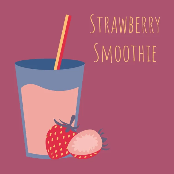 Zdrowy naturalny napój koktajl z słodkie truskawki. Świeże truskawki ekologiczne smoothie. — Wektor stockowy