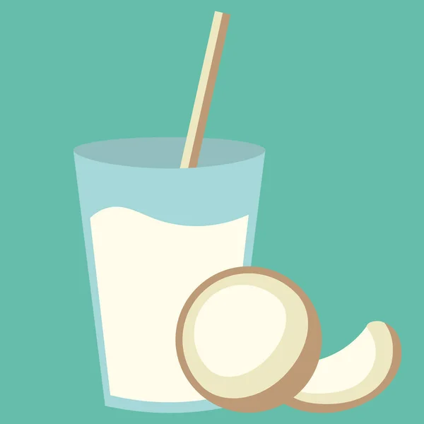 Wyśmienity naturalny zdrowy koktajl napój z kokosem słodki. Koktajl świeże tropikalne. — Wektor stockowy