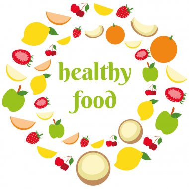 Arka plan renkli kenarlık yaz sağlıklı meyve yuvarlak.