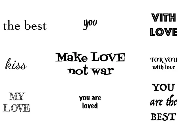 Typografisches Textset für den Valentinstag. moderne Elemente für Business, Banner oder Dekoration. — Stockvektor