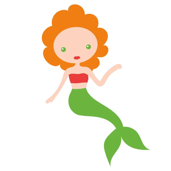 Vector illustration of cute underwater mermaid girl. Fairy fantasy of sea. Isolated character water mythology princess — Stock Vector