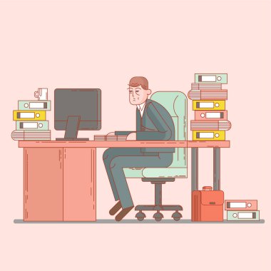 Arkasında bir masaüstü ofis çalışanı