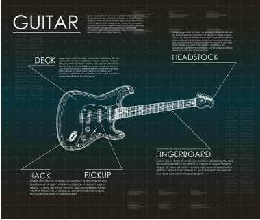 elektro gitar simgesi. düz tasarım