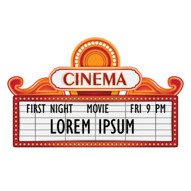 Parlak tiyatro parlayan retro sinema neon tabela