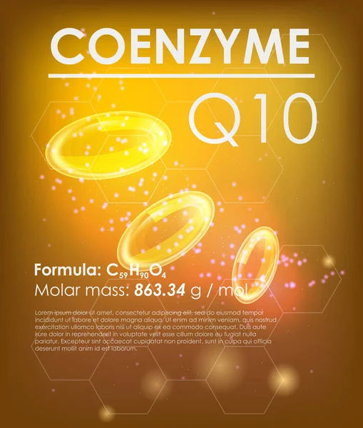 Coenzima Q10. Olio di collagene supremo — Vettoriale Stock