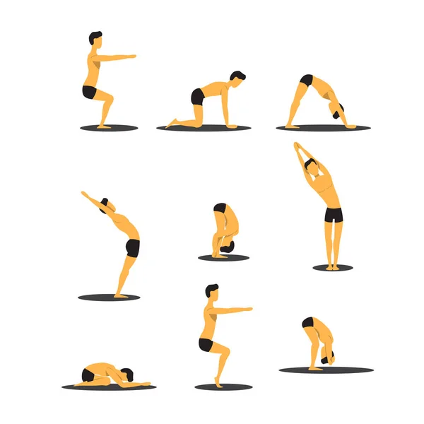 Définir diverses poses de yoga . — Image vectorielle