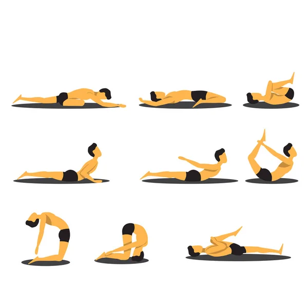 Définir diverses poses de yoga . — Image vectorielle