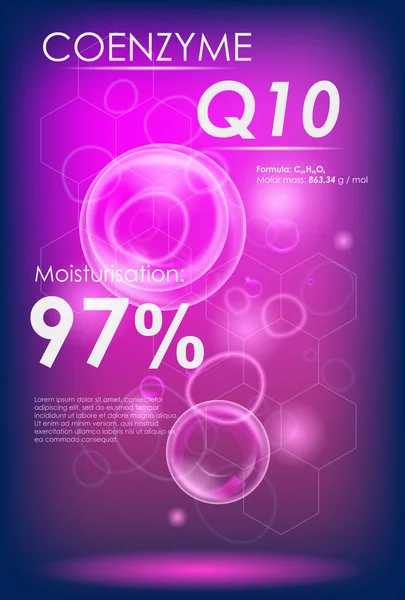 Coenzima Q10. Olio di collagene supremo — Vettoriale Stock