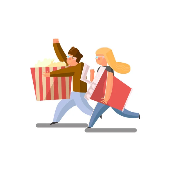 Espectadores correr para os filmes — Vetor de Stock