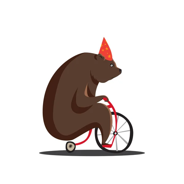 Niedźwiedź na rowerze. cyrk — Wektor stockowy