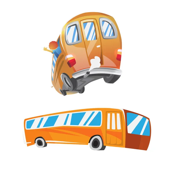 Bande dessinée jaune autobus scolaire isolé — Image vectorielle