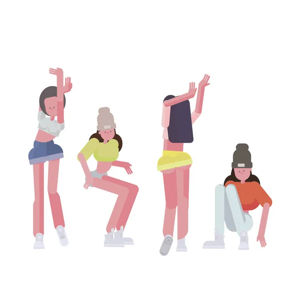 Meisje in verschillende dans poses instellen. — Stockvector
