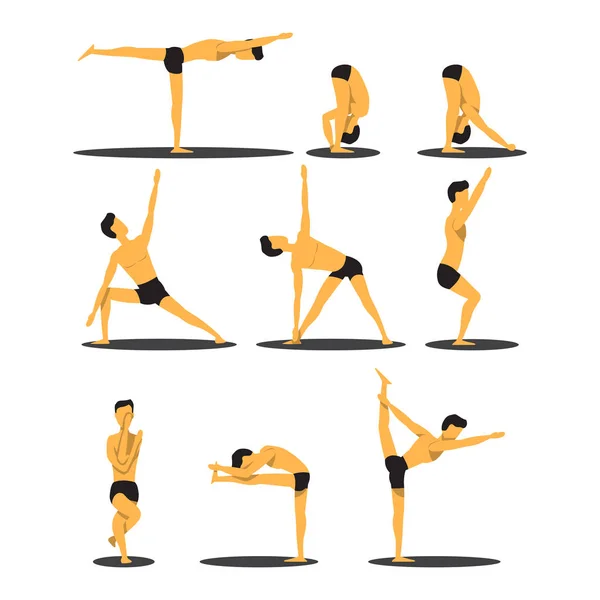Definir várias poses de ioga . — Vetor de Stock
