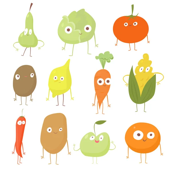 Набор различных овощей и фруктов — стоковый вектор