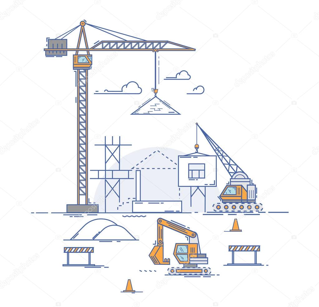 construction crane builds