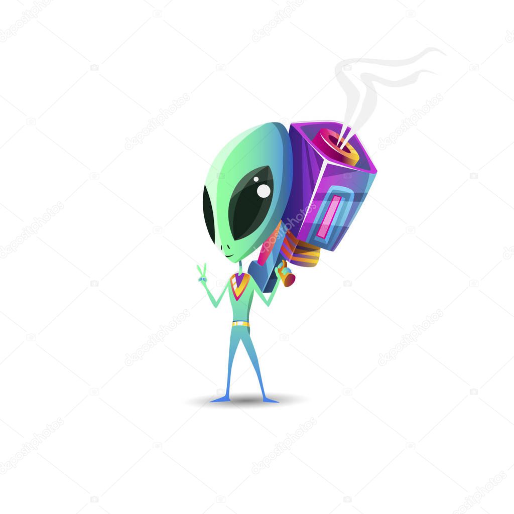 funny alien with a gun 