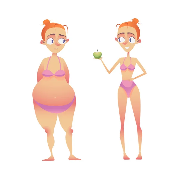 Від жиру до тонкого і здорового тіла — стоковий вектор